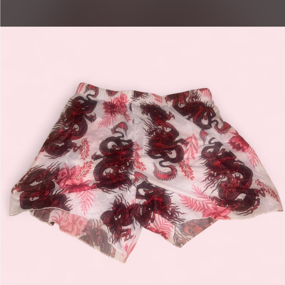ROMWE Red Dragon Print Athletic Shorts
